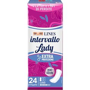 LINES INTERVALLO LADY PROTEGGISLIP, 24 proteggislip distesi per tutti i tipi di perdite, extra protezione, zero odore