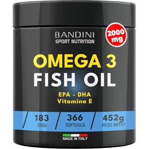Bandini® Omega 3 Olio di Pesce 2000mg | 366 Capsule Molli (6 mesi) ad Alto Dosaggio - 600mg Acidi Grassi Essenziali EPA e DHA in forma di trigliceridi bioattivi | Omega-3 Softgels - Senza retrogusto