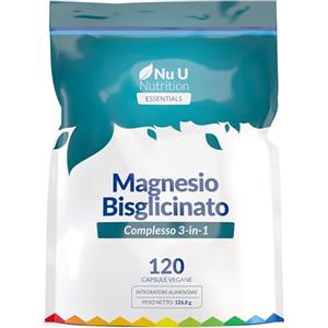 Nu U Nutrition Magnesio Bisglicinato Citrato Malato 3-in-1 | 120 Capsule Vegane - Rilascio Prolungato Tripla Azione Mag Glicinato - 384mg di Magnesium Elementare per Dose - Prodotto in Europa - Nu U Nutrition