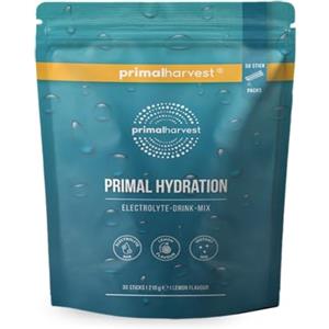 Primal Harvest Primal Hydration di Primal Harvest - Miscela di bevande isotoniche elettrolitiche, in bustine da viaggio con magnesio, potassio e vitamina C, per uomini e donne, 30 porzioni