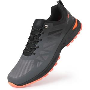 Hawkwell Scarpe da Trail Running Uomo Taglie Forti Outdoor Impermeabili Antiscivolo EU 47-53, Grigio Arancione Tomaia in PU, EU 48