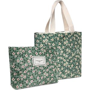 Aucuu Beauty Case da Viaggio, Borsa da Toilette, Pochette Donna Trucchi, Borsa Cosmetica in Velluto a Coste Floreale per Donne e Ragazze