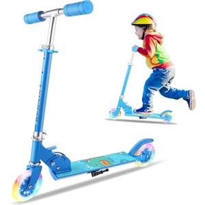 Himimi Monopattini per Bambini 3-8, Design Pieghevole, T-Bar in Alluminio Leggero a 3 Livelli 71,12-80,26 cm, Ruote in PU Morbide e Silenziose, Sicure da Inclinare per Guidare, Regalo di Compleanno per