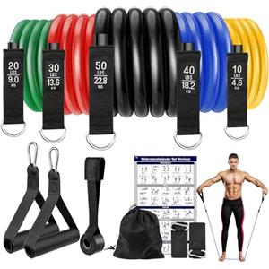 Fokky Elastici Fitness, Elastico Fitness 5 Livelli di Bande Elastiche Palestra Con Ancoraggio,Maniglie,Cinturino Alla Caviglia,Ideale per Yoga,Pilates,Costruzione Muscolare