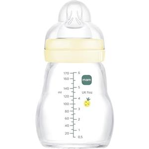 MAM Feel Good A161 Biberon in vetro con tettarella 1 brevettata SkinSoftTM silicone ultra morbido per neonati da 0 mesi, 170 ml, neutro