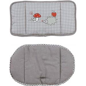 roba Cuscino Riduttore per Sedia e Seggiolone Adam & Eule I - Set 2 Pezzi - Imbottito e Morbido - Misto Cotone e Poliestere - Motivo con Istrice e Funghetti - Grigio
