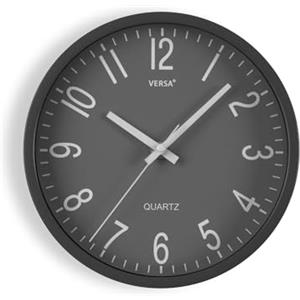VERSA Raven Orologio da Parete Silenzioso e Decorativo, per Cucina, Soggiorno o Sala da Pranzo - Facile da Leggere, Misure (H x L x L) 20 x 4,3 x 20 cm, Polipropilene, Grigio