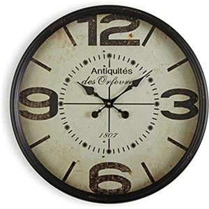 VERSA Antiquites Orologio da Parete Decorativo per Cucina, Soggiorno, Sala da Pranzo o Camera da Letto, Misure (A x L x l) 50 x 13,5 x 50 cm, Metallo, Colore Nero