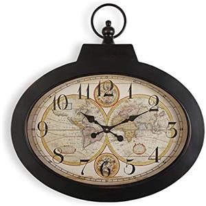 VERSA Pangea Orologio da parete Decorativo per cucina, soggiorno, sala da pranzo o camera da letto, Misure (A x L x l) 63 x 6 x 60 cm, Metallo, Colore Nero