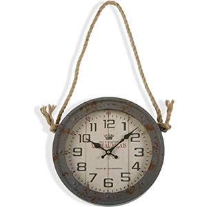 VERSA Lamiako Orologio da parete Decorativo per cucina, soggiorno, sala da pranzo o camera da letto, Misure (A x L x l) 27,7 x 6,3 x 27,7 cm, Metallo e vetro, Colore Grigio e beige