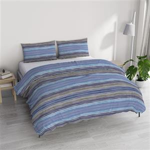 Italian Bed Linen Set Copripiumino Matrimoniale Cotone River, lavorato in Italia - Parure Copri Piumino - Sacco Piumone 250x200cm con Doppia Patella e 2 Federe Cuscino (Matrimoniale, rio blue)