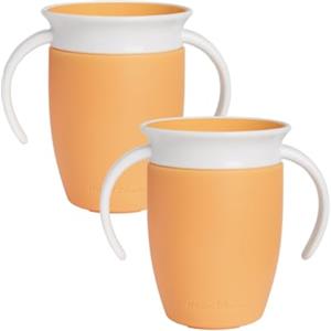 Munchkin Miracle 360 Bicchiere a flusso libero per bambini, Tazza per allenamento, Senza BPA, Senza perdite, Bottiglia d'acqua, 207ml, 6 mesi+, 2 Pezzi, Arancione
