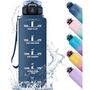 HoneyHolly Borraccia, 1500ML Sportiva Prova di Perdite, Borraccia Motivazionale, Sportiva Tempo, Borraccia Sportiva, con Filtro, Borracce, Bottiglia Acqua per Scuola, Ufficio, Studio, Fitness