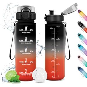 KollyKolla Borraccia Motivazionale 500ml, Bottiglia con Filtro, Bottiglia Acqua a Prova di Perdite, Borraccia Bambini, Borraccia Sportiva con Indicatore del Tempo Motivazionale, per Sport, Campeggio, Yoga