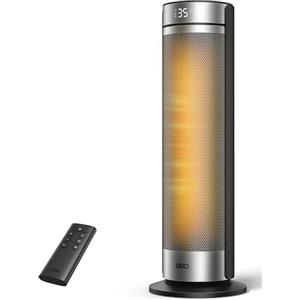 DREO Stufa a Torre 23 Pollici 2000W Silenziosa, Riscaldatore Portatile con Telecomando, Oscillazione 70°, Timer 12H, 5 Modalità, Termoventilatore in Ceramica PTC con Termostato per Casa e Ufficio