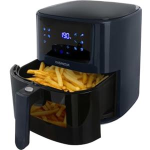 KASANOVA Friggitrice ad aria display digitale 12 programmi, capacità 5 L con finestra trasparente, cottura leggera senza olio e fumo, 1500 W (Blu)