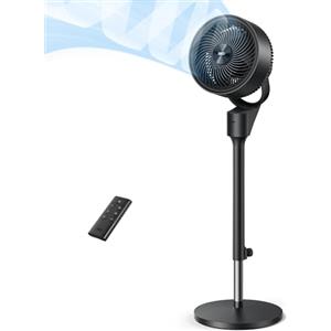 Dreo Ventilatore a Piantana Silenzioso 25dB, Oscillazione Orizzontale Automatica 80°, 3 Velocità, Portata fino a 24m, Potente con Telecomando, Inclinazione Verticale Manuale 90°, Timer 6 Ore