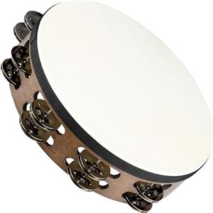 Meinl Percussion - Tamburello Tradizionale con superficie in legno - 2 file, marrone noce (TAH2WB)