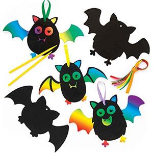 Baker Ross Decorazioni Scratch Art Pipistrelli (Pacco da 10) Lavoretti creativi per bambini per Halloween.