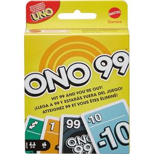 Mattel Games - ONO 99, gioco di carte con pila di scarto e aggiunta di numeri, da 2 a 6 giocatori per serate in famiglia e tra amici, giocattolo per bambini, 7+ anni, HHL37