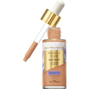 Max Factor Miracle Pure 2in1 Skin Reset Serum Foundation, 60-80, Light to Medium, formula vegan, uniforma l'incarnato, copertura media, finish matte satinato, Formula Niacinamide e Bisabololo, 30 ml