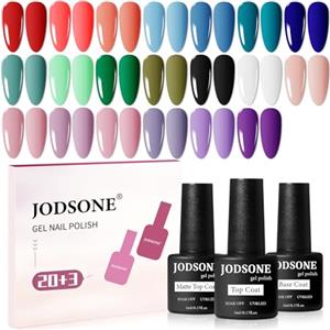 JODSONE 23 Pezzi Smalto Semipermanente Unghie, con Base Coat e Glossy & Matt Top Coat, multicolore per unghie a lunga durata adatto a tutte le stagioni