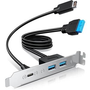 GRAUGEAR G-AD-ETC2A-20G - Adattatore per pannello frontale USB-C da 20 Gbps, USB 3.2 Gen 2x2, cavo di prolunga per intestazione scheda madre, connettore USB-C femmina a 20 pin USB tipo E A-Key maschio
