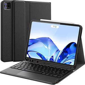 Earto Tastiera per iPad Air 11 M3 2025/M2 2024&Pro 11 (4/3/2/1 Generazione) con Touchpad, Staccabile Tastiera per iPad Air 5 /Air 4 Gen. 10.9", 2 Canali BT, Italiano ‎QWERTY, Nero