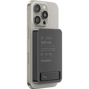 KU XIU Power Bank Magnetico Ricarica Rapida,15W 3 in 1 Caricatore Portatile,5000mAh Pieghevole Wireless PowerBank,Caricatore Stazione Metallo Viaggio per iPhone 17/16,per Apple Watch