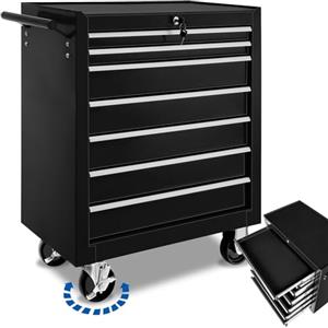 TecTake® Carrello Portautensili con 7 Cassetti - Porta Attrezzi Officina con Ruote, Attrezzatura da Lavoro - Nero