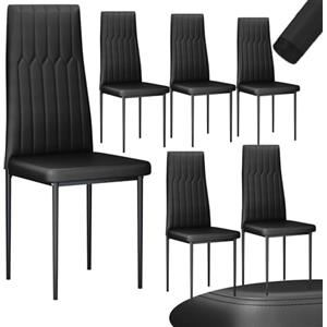 Clevich Set di 6 Sedie da Pranzo Moderne, Schienale Alto, Rivestimento in Similpelle Impermeabile, Ideali per Cucina,Soggiorno,Tavolo da Pranzo, Fino a 120 kg, Nero,6 pezzi