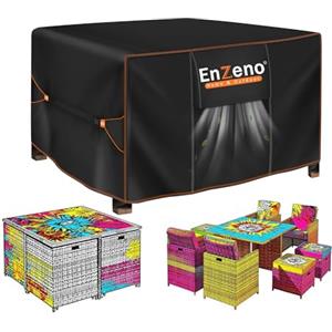 Enzeno Copertura per mobili da giardino, impermeabile, 125 x 125 x 74 cm, resistente all'inverno, in tessuto Oxford 420D, per tavolo da giardino, set di mobili, rettangolare, quadrata