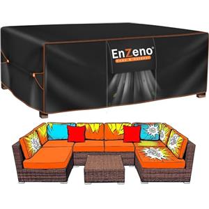 Enzeno Copertura per mobili da giardino, 270 x 180 x 94 cm, 420D, in tessuto Oxford 420D, impermeabile, copertura per mobili da giardino e esterni, con uscita dell'aria per tavoli e sedie, mobili in