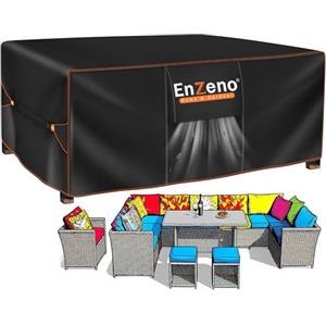 Enzeno Copertura per mobili lounge, 200x200x90 cm, impermeabile, per mobili da giardino, in tessuto Oxford 420D, copertura per mobili da giardino, per tavoli e sedie, mobili in rattan