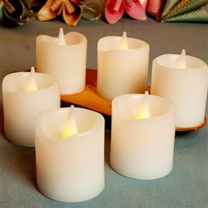 Hellum 6 candele a LED in vera cera, diametro 5 x 5 cm, funzionamento a batteria (6 x CR2032, incluse), per interni, decorazioni natalizie, candele di cera con LED bianco caldo 152760
