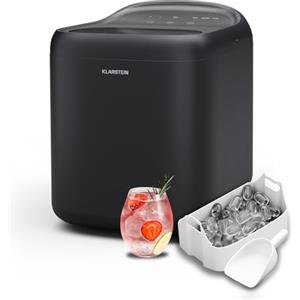 KLARSTEIN SparkIce - Macchina del Ghiaccio, 15 kg/24h, Cubetti in 6 Min, Touchpad, Pulizia Automatica, Cubetti in 2 Dimensioni, Macchina del Ghiaccio da Casa, Ice Maker con Paletta, Nero