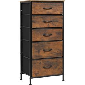 WOLTU Cassettiera Camera da Letto in Tessuto, Cassettiera a 5 Cassetti, Mobile con Cassetti per Corridoio, Cameretta, Soggiorno, Stile Vintage, Struttura in Metallo e MDF, SSK004hov