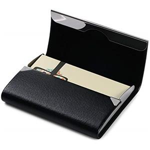 flintronic Porta Carte di Credito in Acciaio Inossidabile - Portafoglio Slim Tascabile per Carte, Business, ID, Assicurazioni - Nero