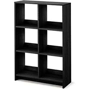 Iris Ohyama, Armadio a giorno, Libreria, Ripiano a 6 scomparti, Grande capacità, Orizzontale e verticale, Ufficio, Camera da letto, Soggiorno - Wood Open Shelf WOS-6 - Rovere nero