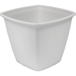 Iris Ohyama, Vaso per piante, fioriera quadrata con sistema di drenaggio/conservazione dell'acqua per il giardinaggio - Square Plant Pot300, Bianca