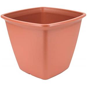 Iris Ohyama, Vaso per piante, fioriera quadrata con sistema di drenaggio/conservazione dell'acqua per il giardinaggio - Square Plant Pot360, Marrone