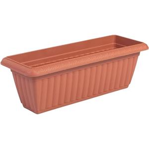 Iris Ohyama, Vaso per piante, fioriera sottile con sistema di drenaggio/conservazione dell'acqua per il giardinaggio - Slim Planter Relief500, Marrone