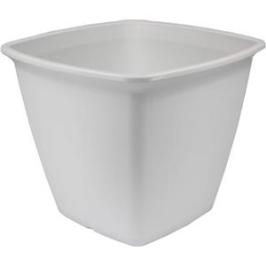 Iris Ohyama, Vaso per piante, fioriera quadrata con sistema di drenaggio/conservazione dell'acqua per il giardinaggio - Square Plant Pot360, Bianca
