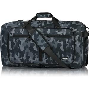Fmeida Borsone da Viaggio Unisex Adulto, Grande Borsone Palestra con Scomparto per Scarpe e Tracolla, Impermeabile Duffel Bag Borsa Sportivo, Nero Camouflage