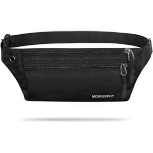 MOBIUSPHY Marsupio Donna Uomo, Marsupio Sportivo Running Cintura Corsa Impermeabile Grande Ciclismo Viaggio Regolabile Singola Spalla per Escursioni Viaggi Corsa Tour Nero