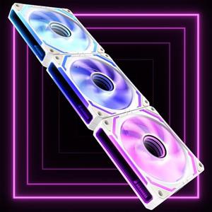 AsiaHorse COSMIQ - Ventola per PC RGB da 120 mm, 3 pezzi, ARGB Daisy Chain PC Ventola [Infinity Mirror] [FDB] 2000 RPM/68,5 CFM/24 LEDS 4 pin PWN & 5V 3Pin ARGB con controller. Bianco