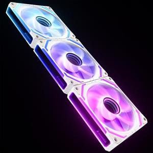 AsiaHorse COSMIQ - Ventola per PC RGB da 120 mm, 3 pezzi, ARGB Daisy Chain PC Ventola [Infinity Mirror] [FDB] 2000 RPM/68,5 CFM/24 LEDS 4 Pin PWN & 5V 3Pin ARGB con controller. Bianco