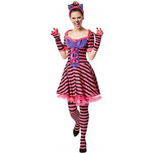 dressforfun 900538 Costume Donna, Gatto Cheshire a Righe, Nero & Rosa, Carnevale Festa Halloween -Disponibili in Diverse Misure (XXL | Nr. 302490)