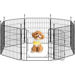 Yaheetech Recinto per Cani da Interno ed Esterno, 60 cm di Altezza a 8 Pannelli, Box Kennel Cancelletto Pieghevole per Cuccioli Conigli Gatti, Recinzione Cancello per Animali Domestici in Acciaio