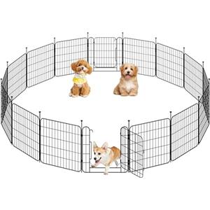 Yaheetech Recinto per Cani da Interno ed Esterno, 60 cm di Altezza a 16 Pannelli, Box Kennel Cancelletto Pieghevole per Cuccioli Conigli Gatti, Recinzione Cancello per Animali Domestici in Acciaio
